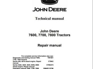 John Deere 7600 7700 7800 Tractors Repair Manual