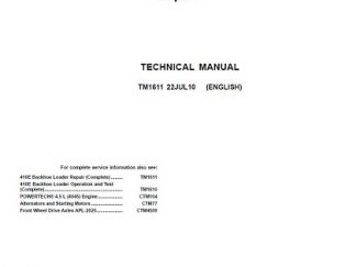 John Deere 410E Backhoe Loader Technical Manual