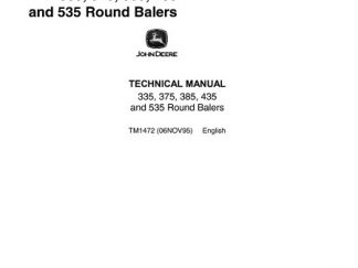 John Deere 335, 375, 385, 435 and 535 Round Balers Repair Technical Manual