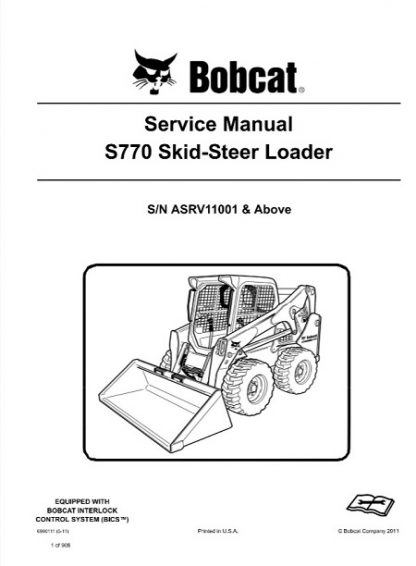 Bobcat S770 Skid - Steer Loader Service Repair Manual