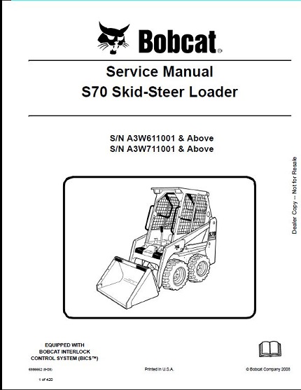 A3W6611001 Bobcat S70 Skid-Steer Loader Service Repair Manual