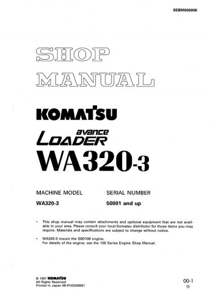 Komatsu WA320-3 Wheel Loader Service Repair Manual