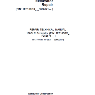 John Deere 160GLC Excavator Technical Repair Manual