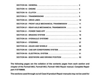 Case Farmall 85U, 95U ,105U Tractors Service Manual